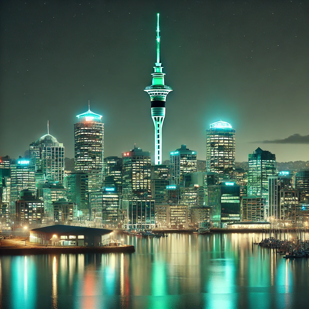 a view of the skyline of Auckland City, New Zealand