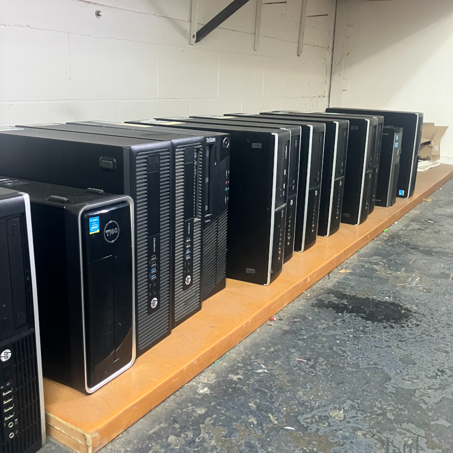 a row of ex-leased computers